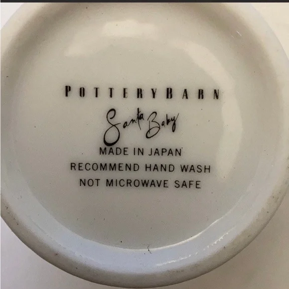 (1) SANTA BABY CHRISTMAS Holiday Coffee Mug Tea Cup Pottery Barn Sleeping Car - Picture 5 of 6